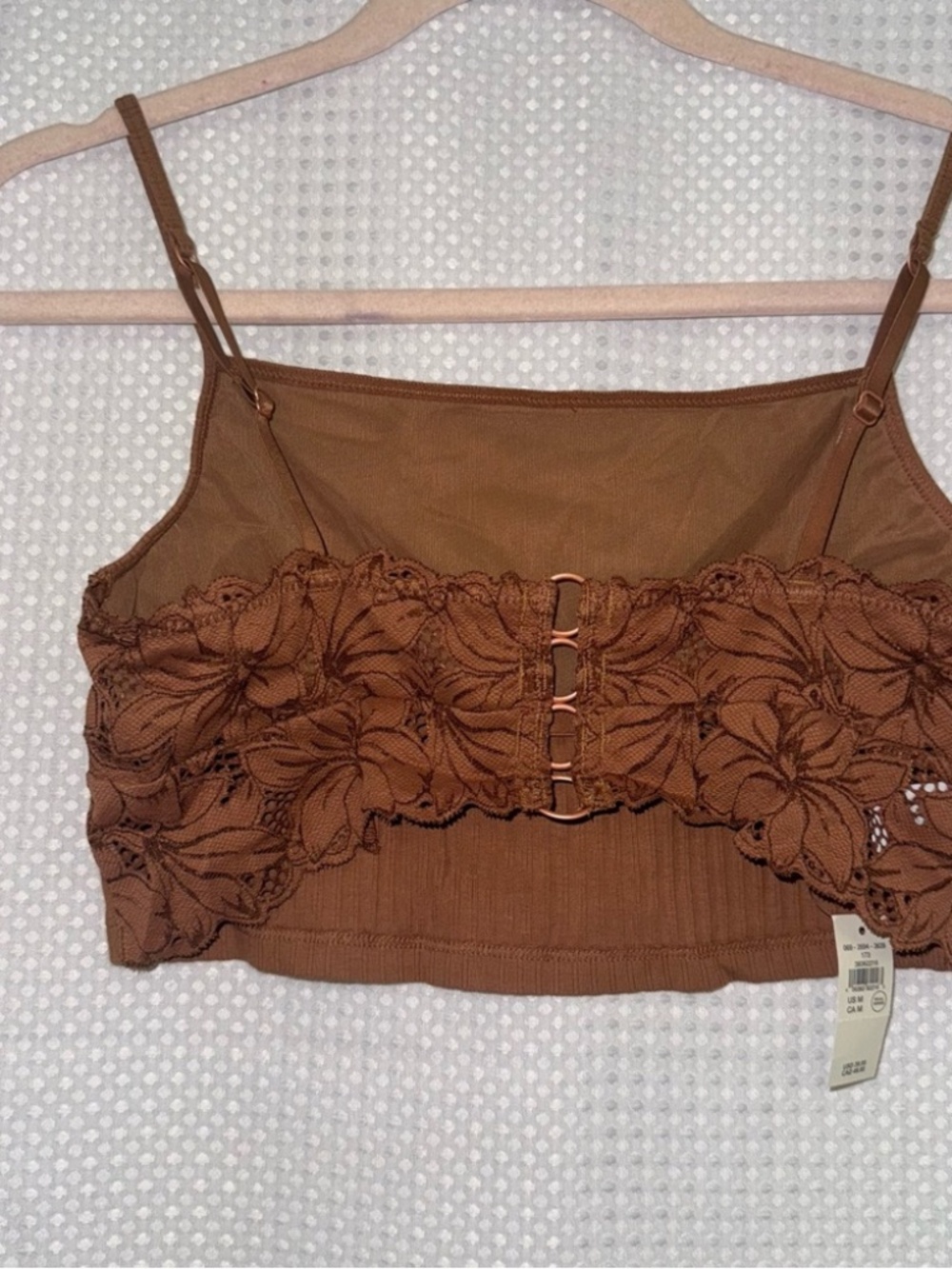 Aerie ribbed brown bralette lace back M NWT - Picture 4 of 4